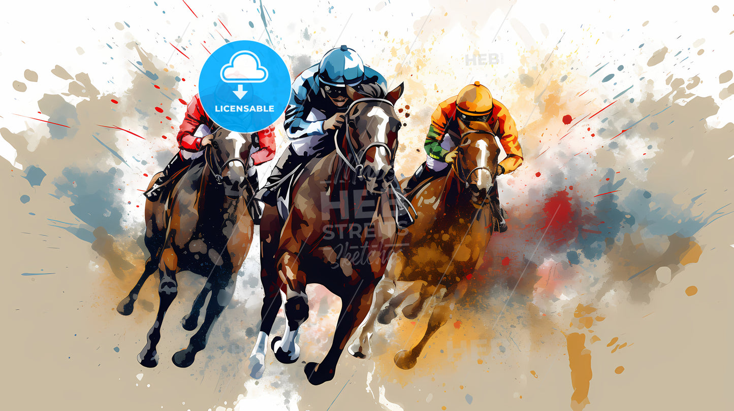 Group Of Jockeys Riding Horses