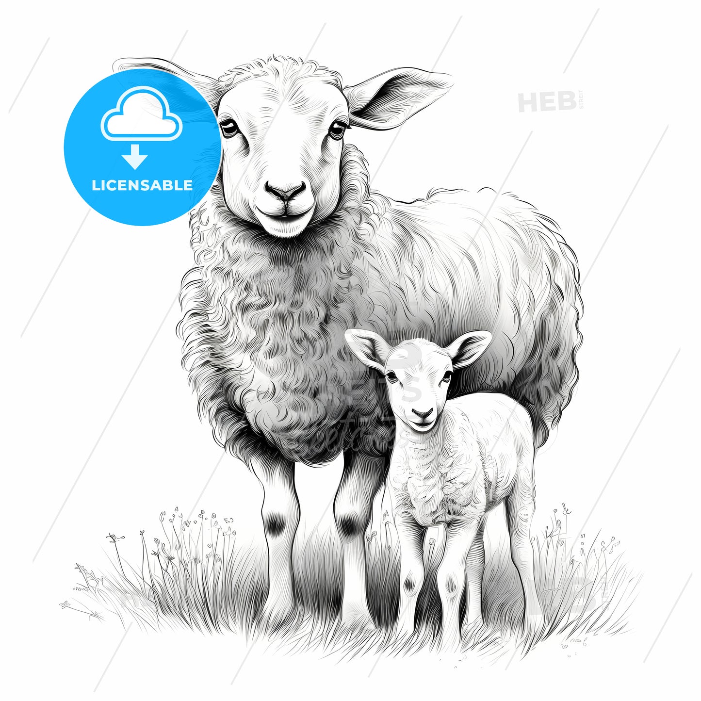 Sheep Standing Next To A Baby Lamb