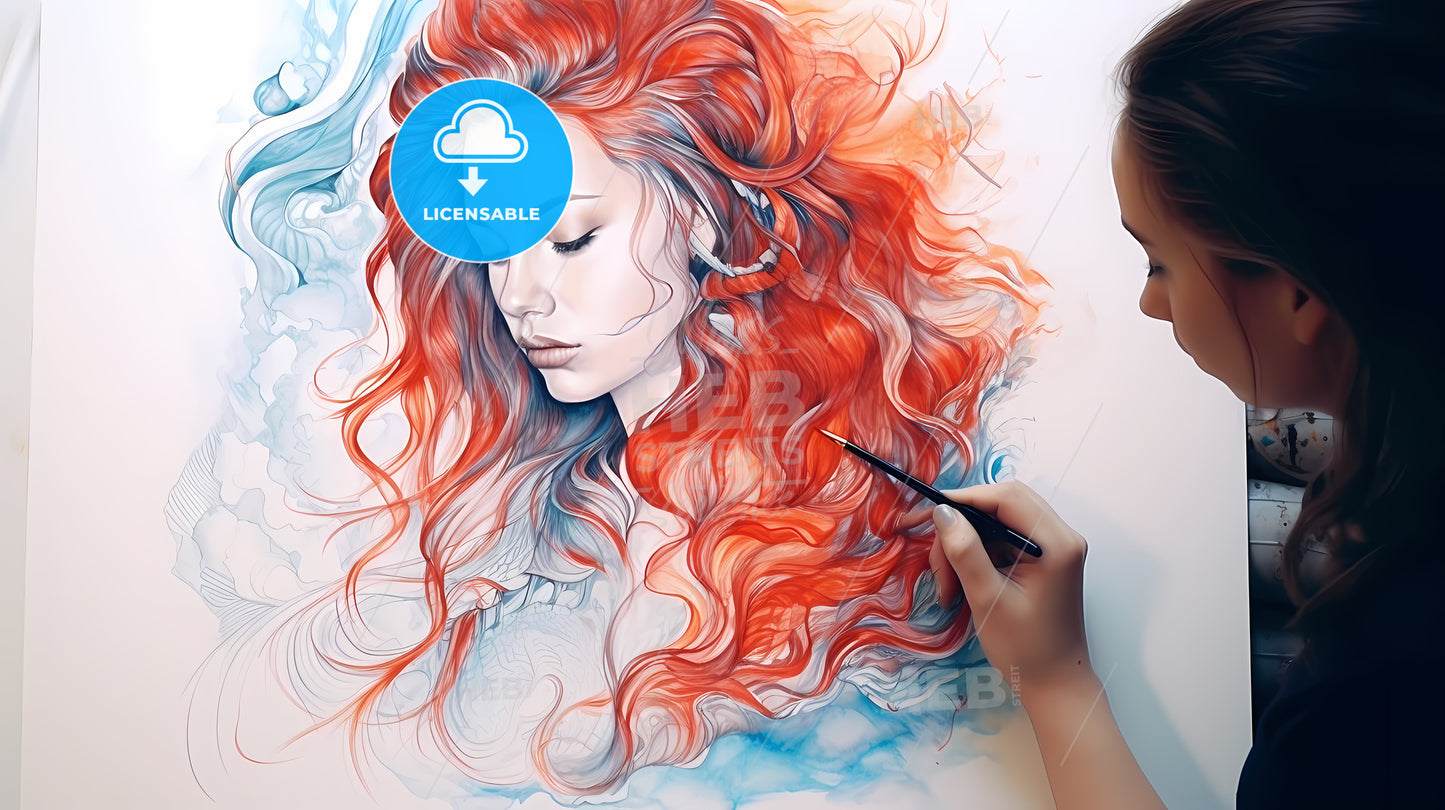 Woman Painting A Picture