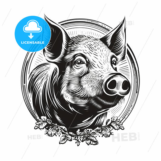 Black And White Drawing Of A Pig