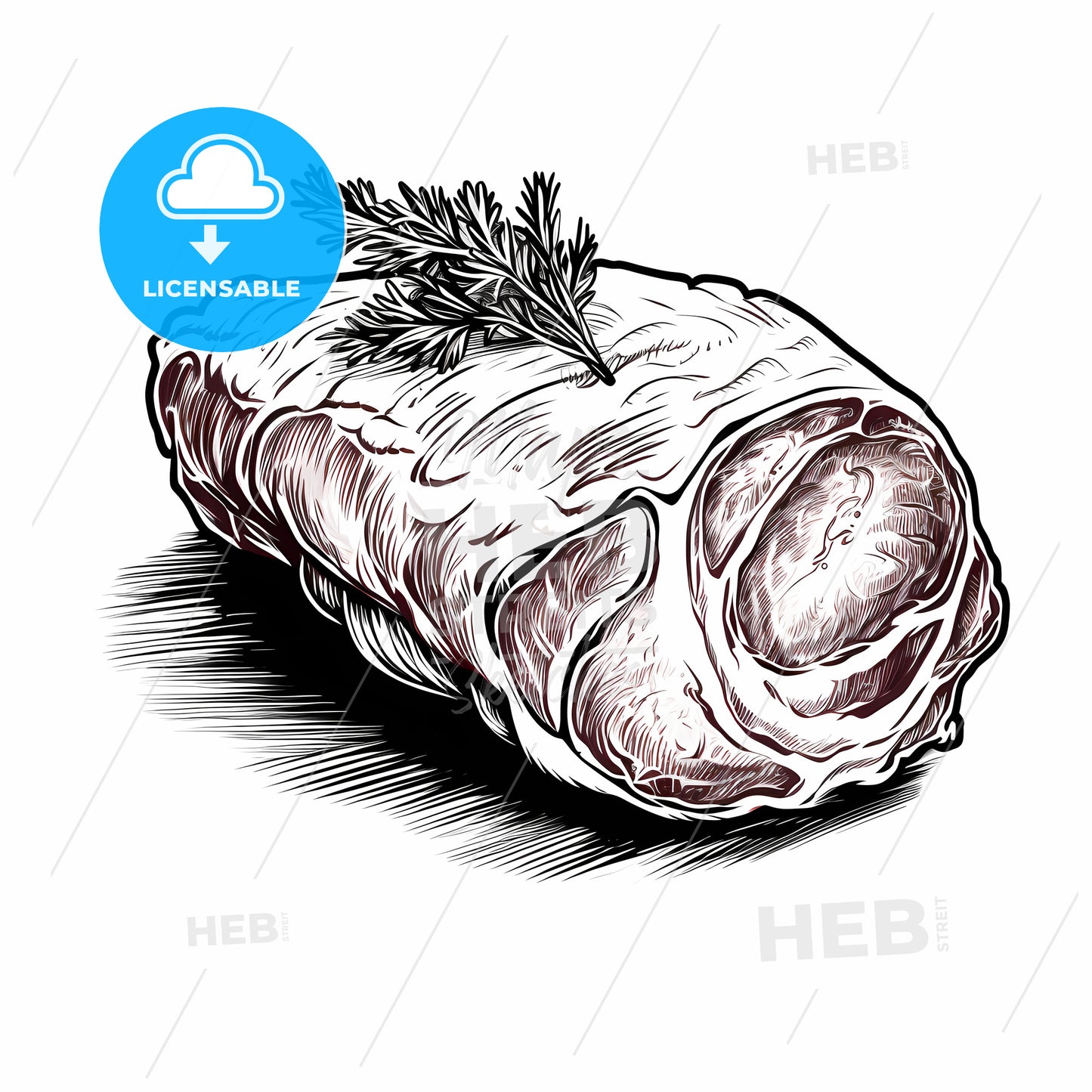 Piece Of Meat With A Leaf On Top