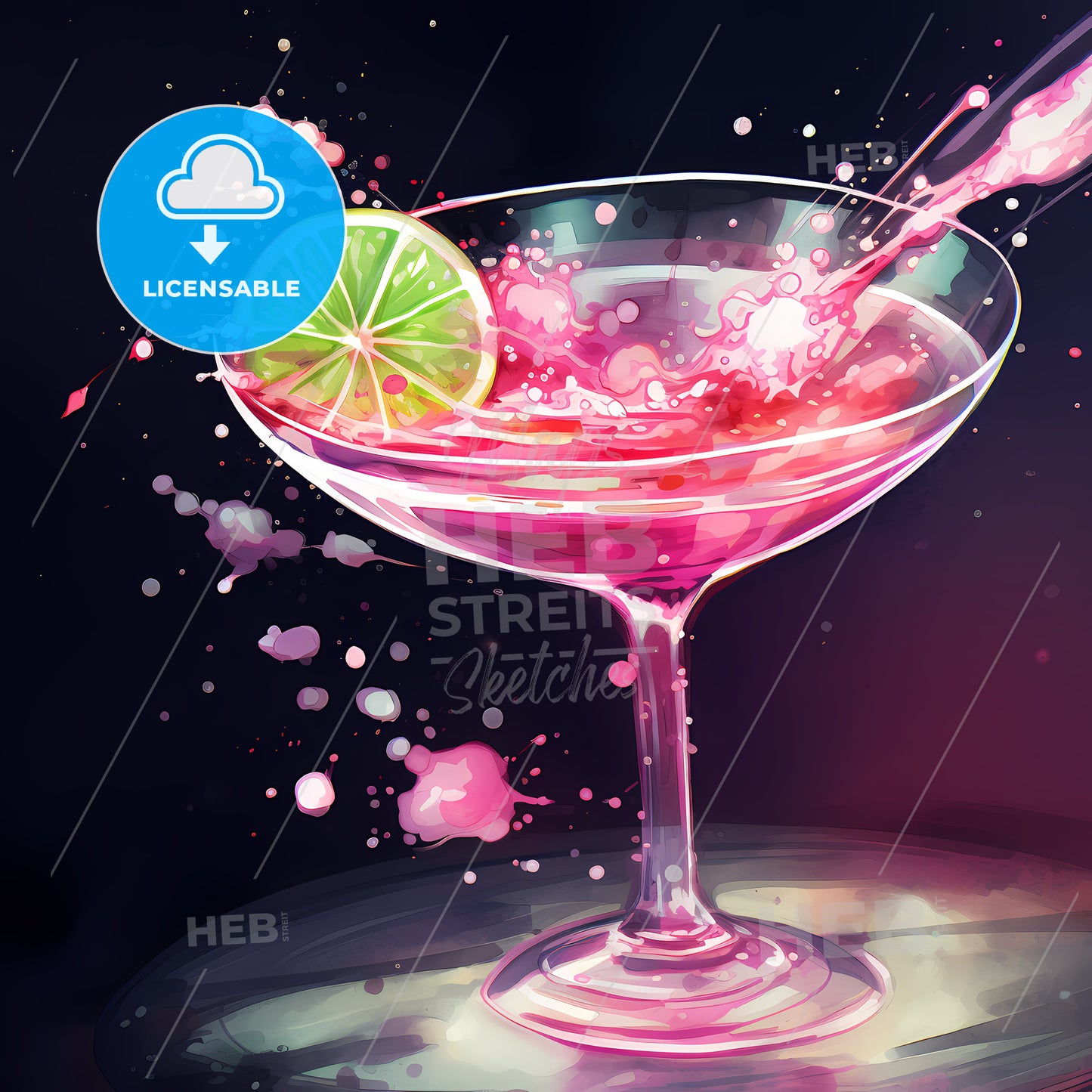 Pink Drink With A Lime Slice In It