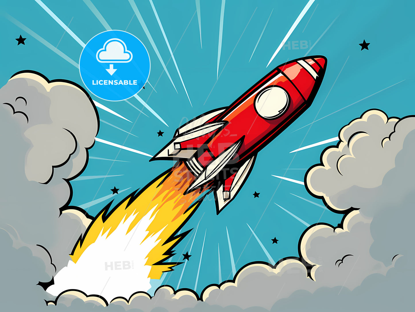 Cartoon Rocket Taking Off