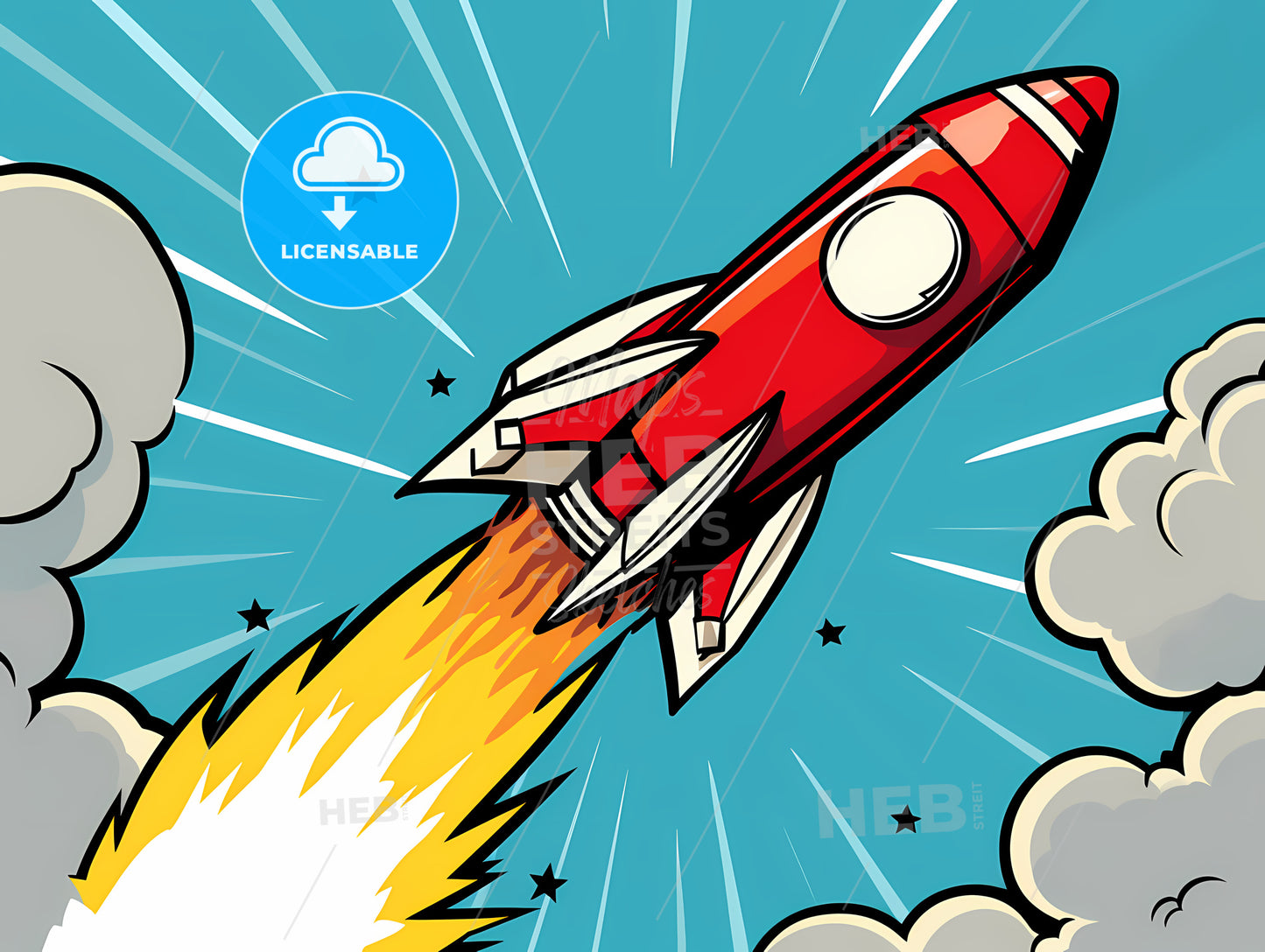 Cartoon Rocket Taking Off