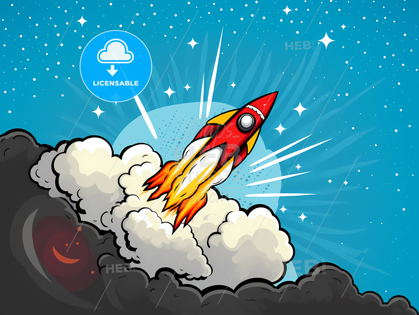 Cartoon Of A Rocket Ship In Space