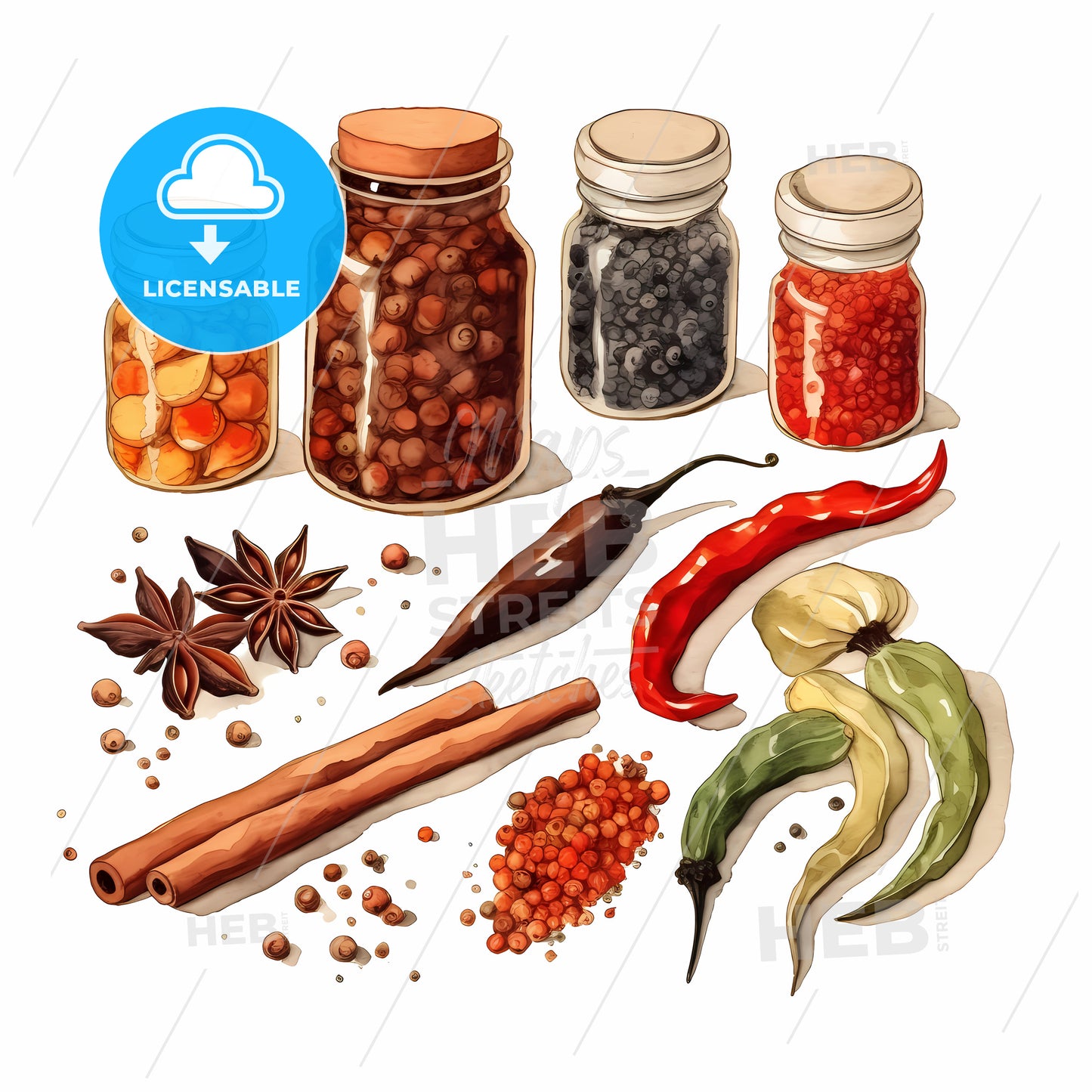 Group Of Spices And Herbs