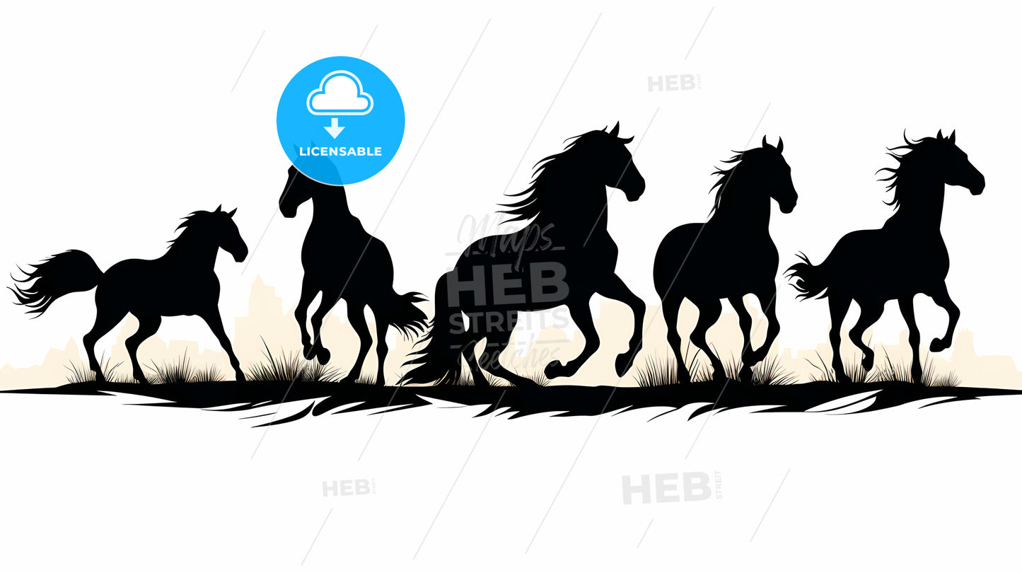 Group Of Horses Running