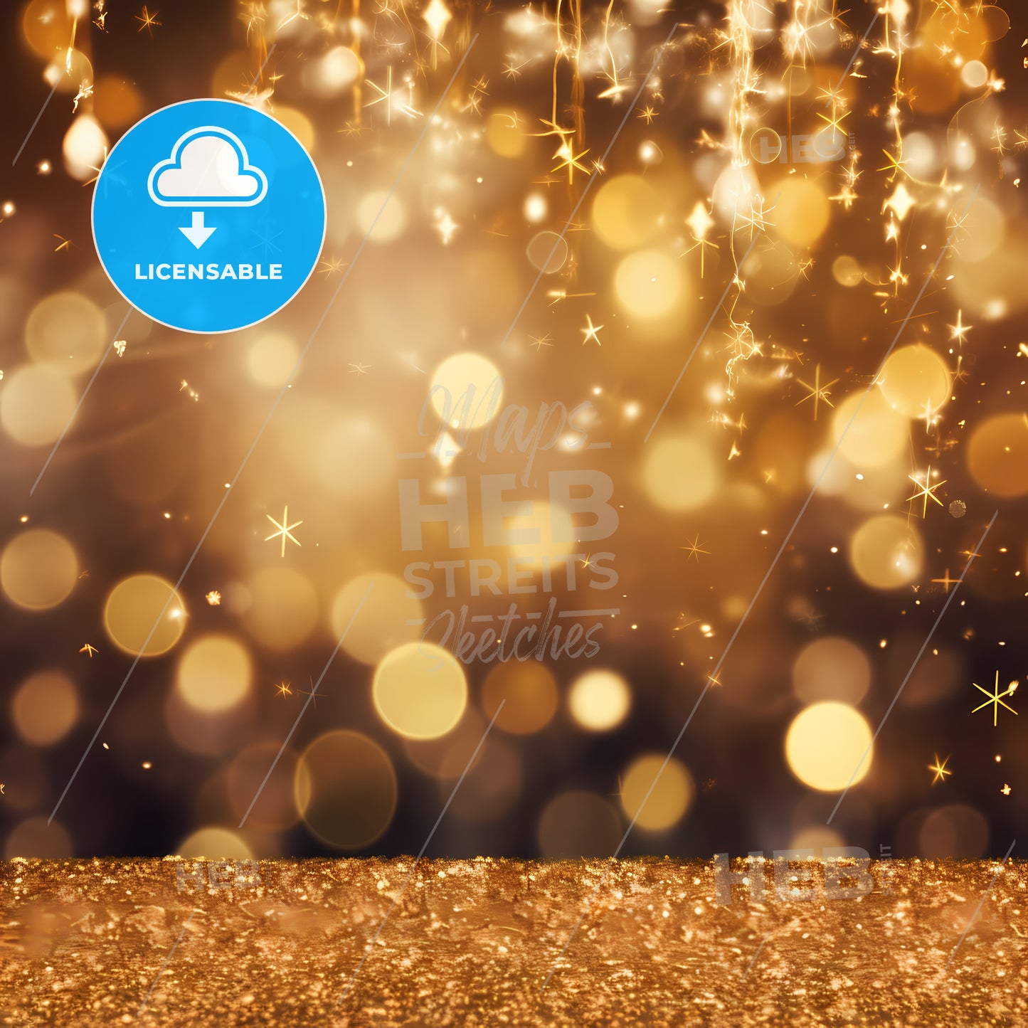 Gold And Black Background With Lights And Stars