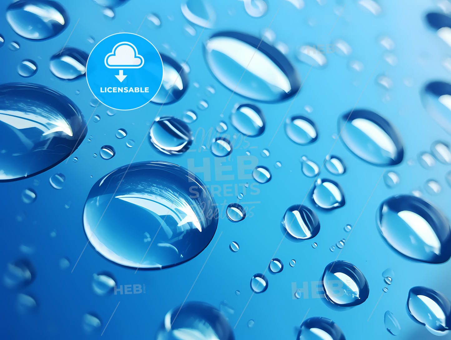 Water Droplets On A Blue Surface
