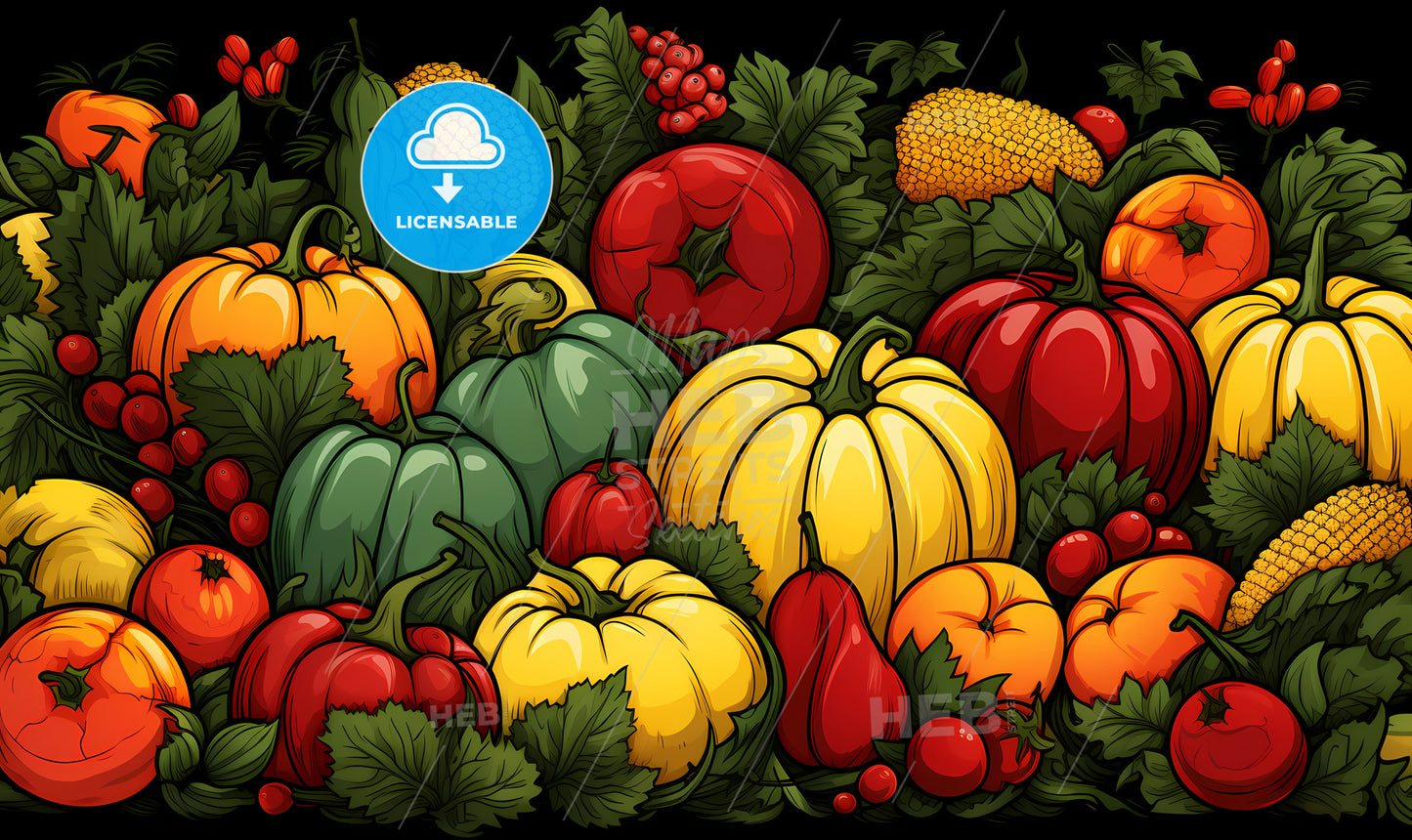 Group Of Vegetables And Fruits