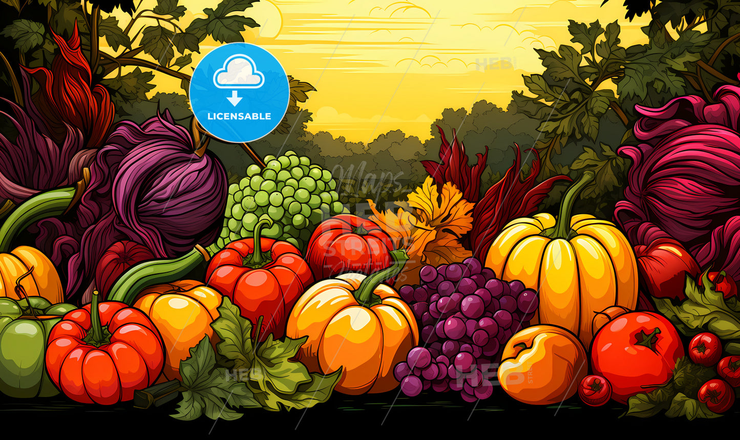Group Of Fruits And Vegetables