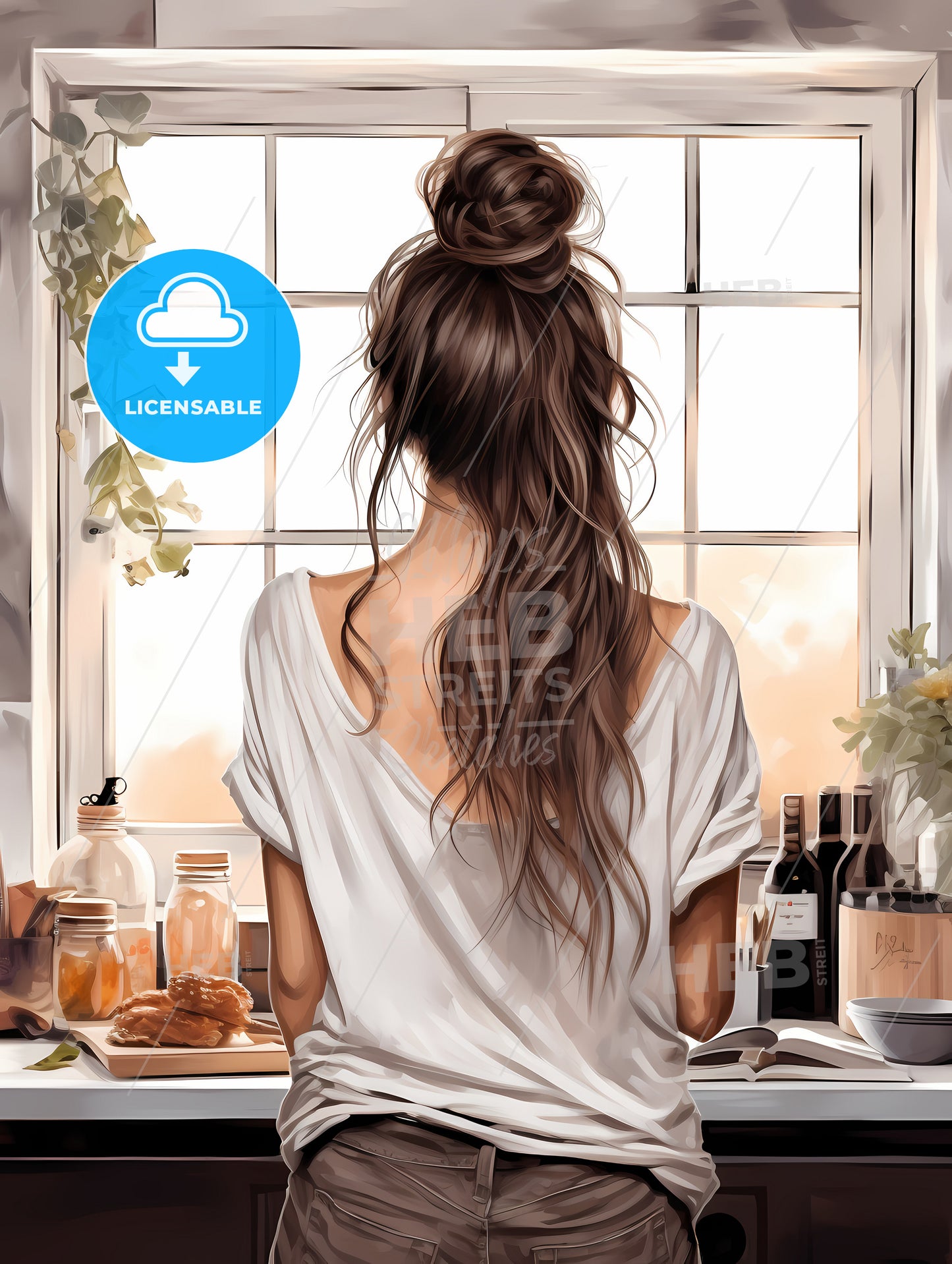 Woman Looking Out A Window