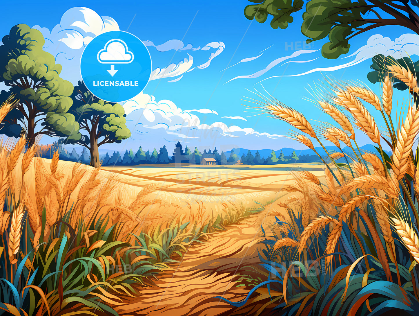 Dirt Road Through A Field Of Wheat