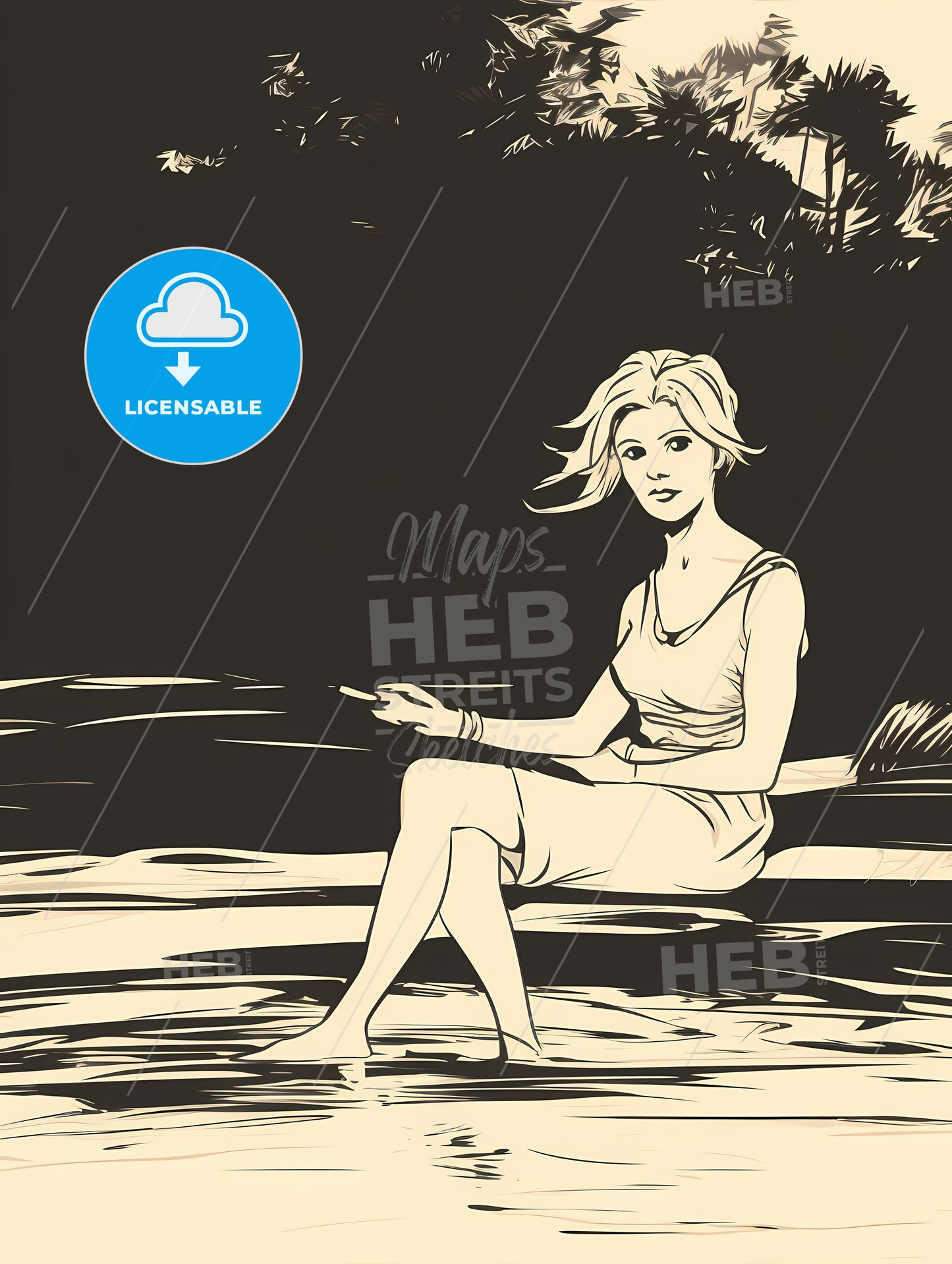 Woman Sitting In Water