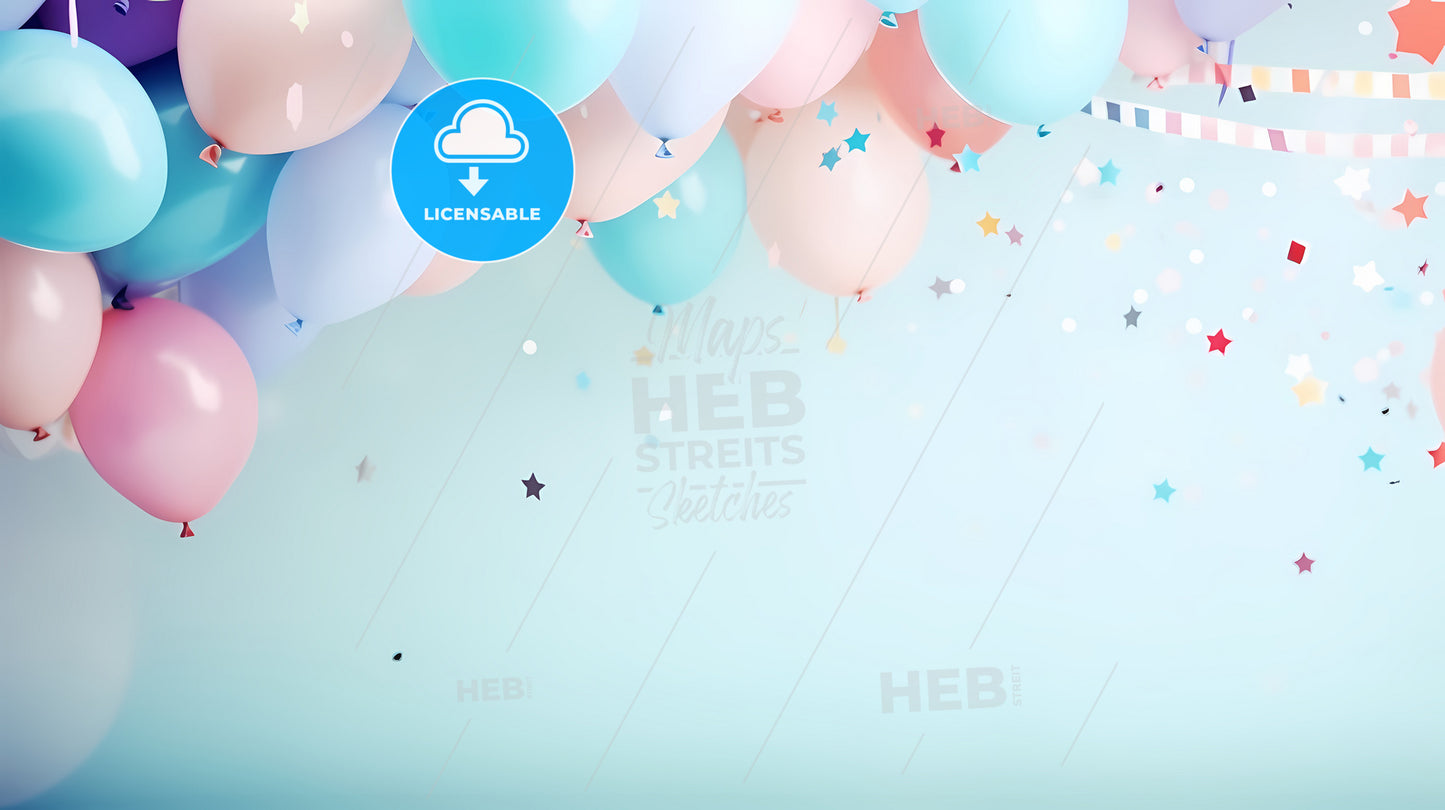 Group Of Balloons With Confetti