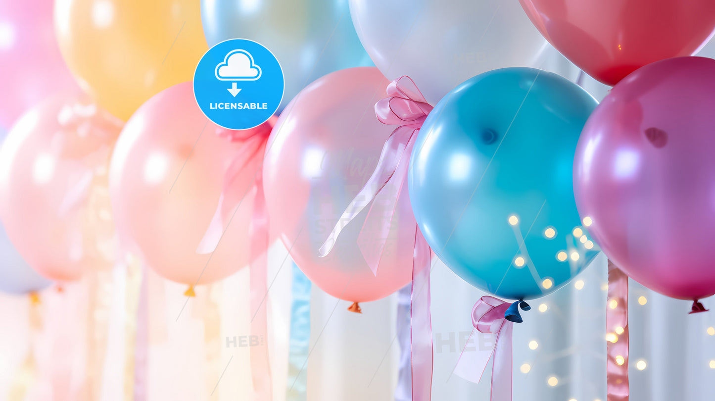 Group Of Balloons With Ribbons