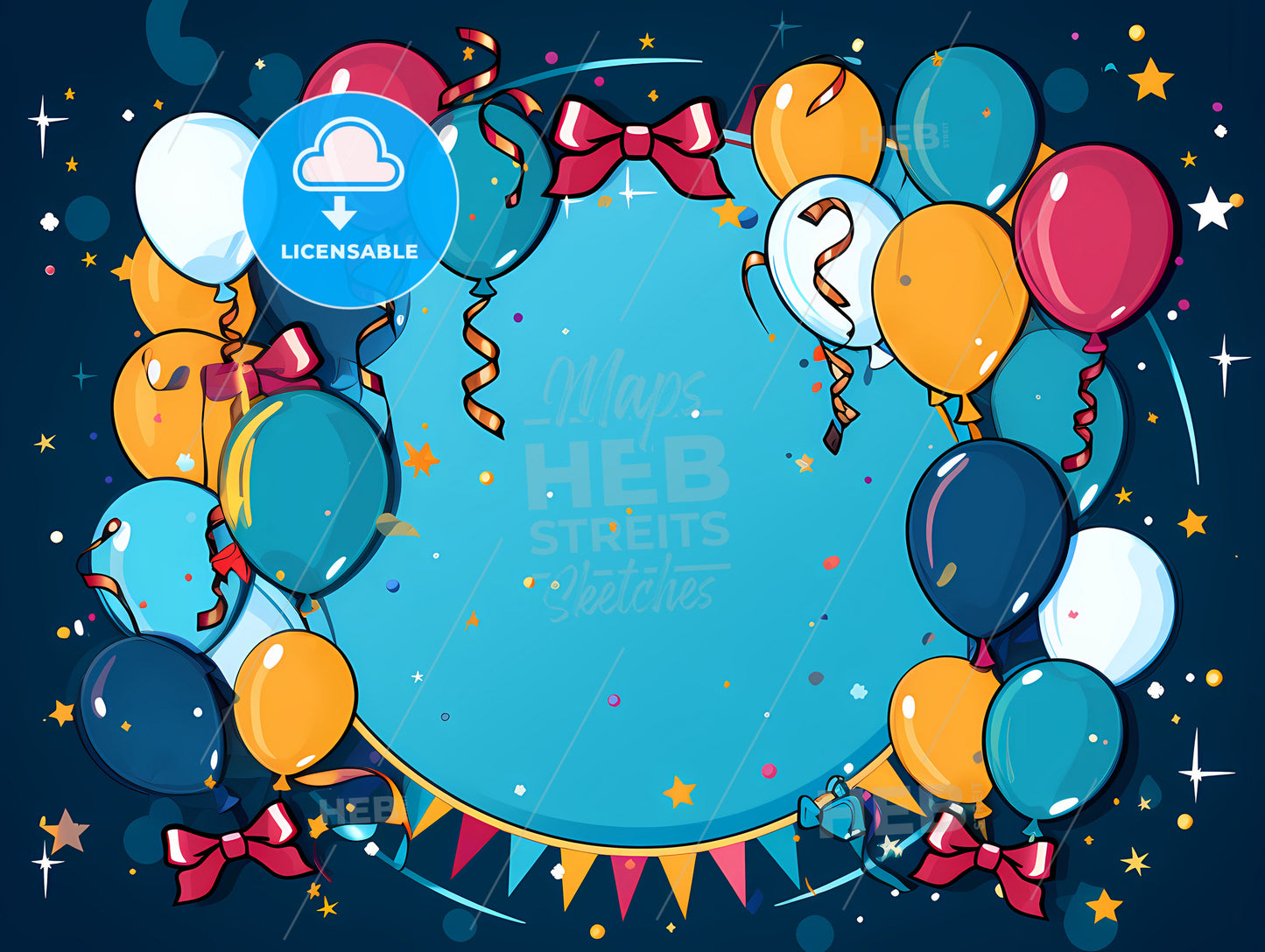 Frame Of Balloons And Flags