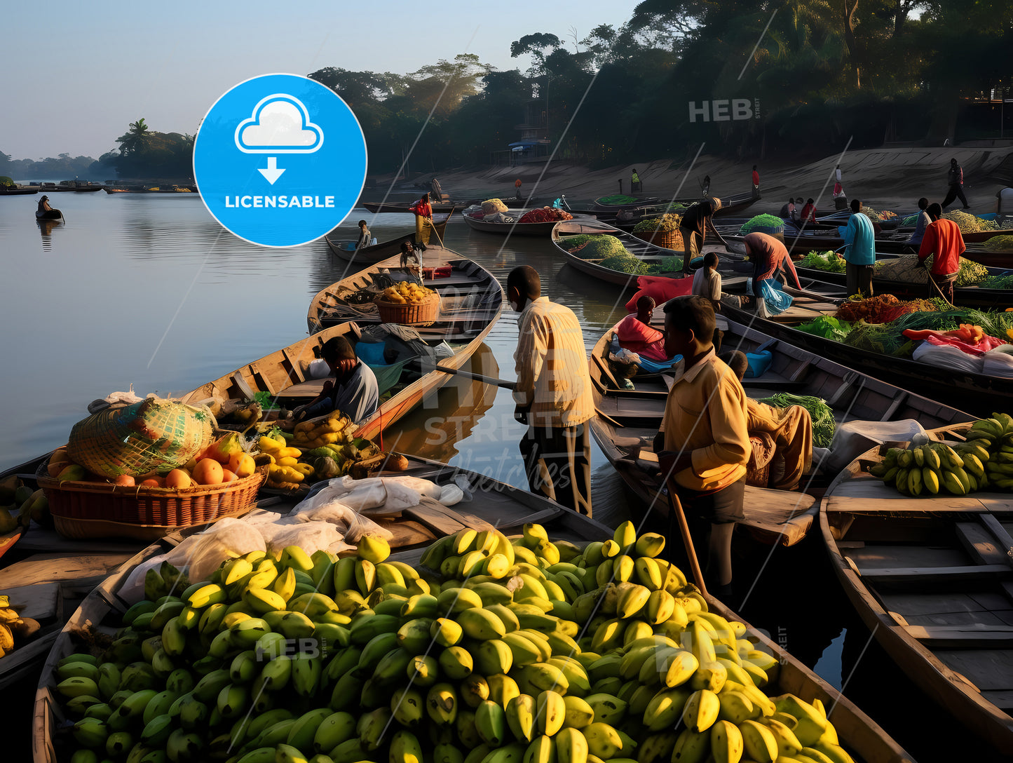 People On Boats With Fruits On Them