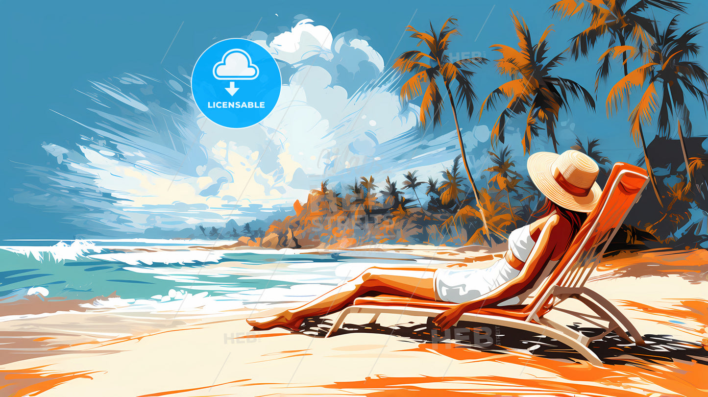 Woman Lying On A Beach Chair