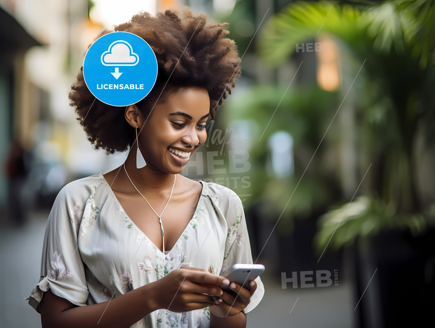 Woman Smiling While Looking At A Phone