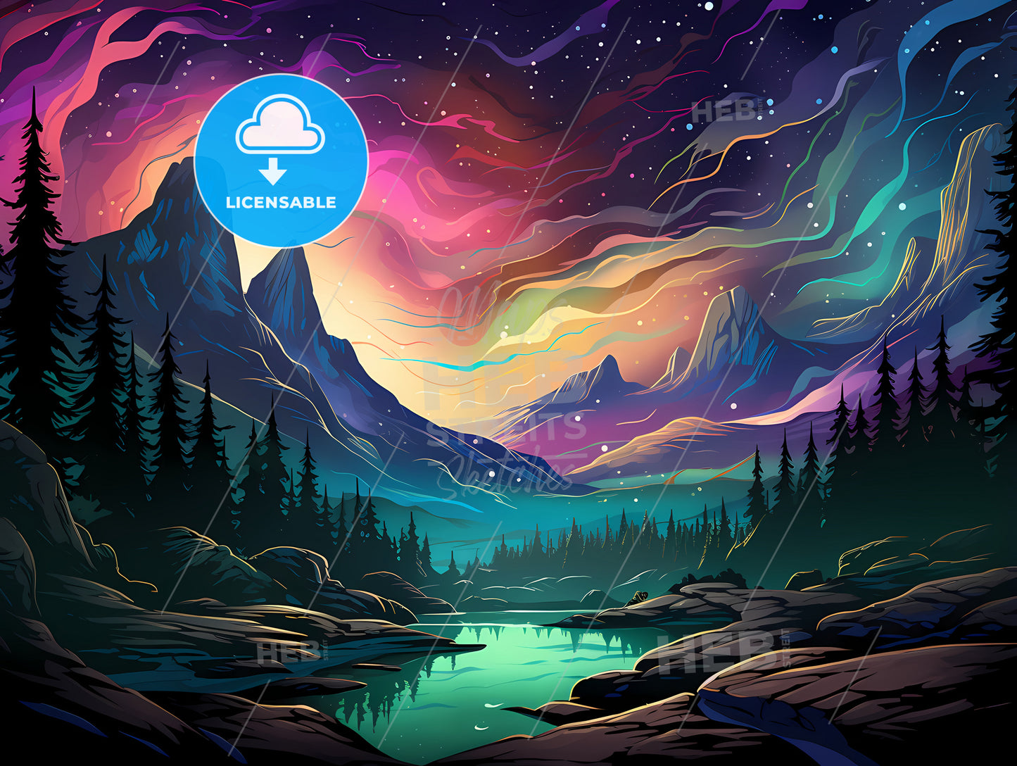 Colorful Sky Over A Mountain Range