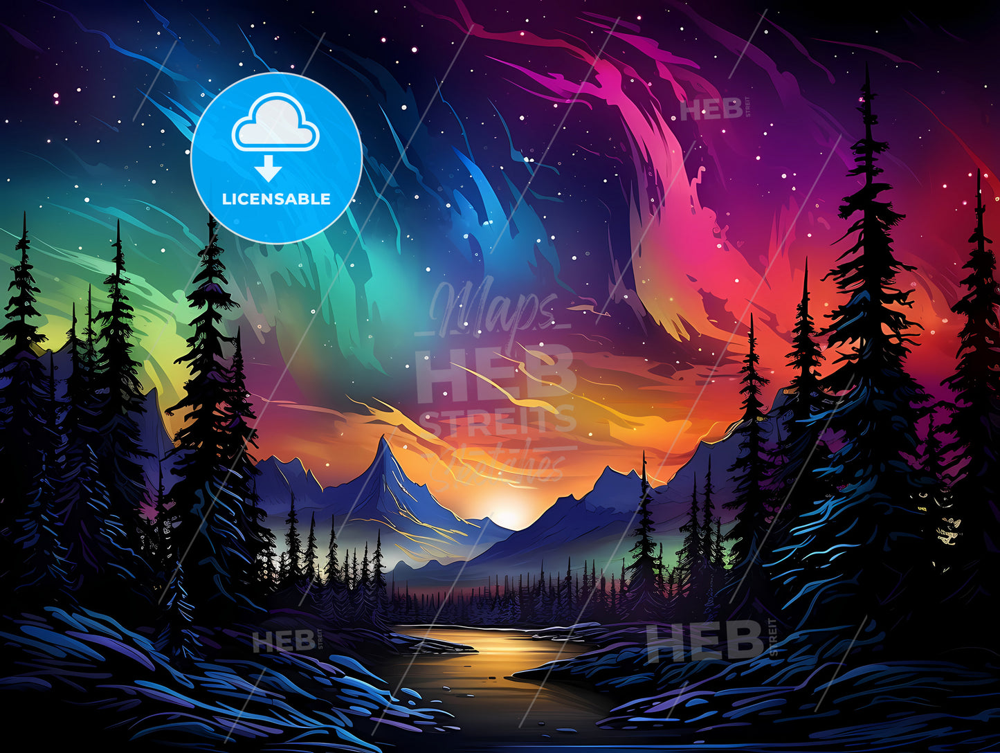 Colorful Sky Over A Forest