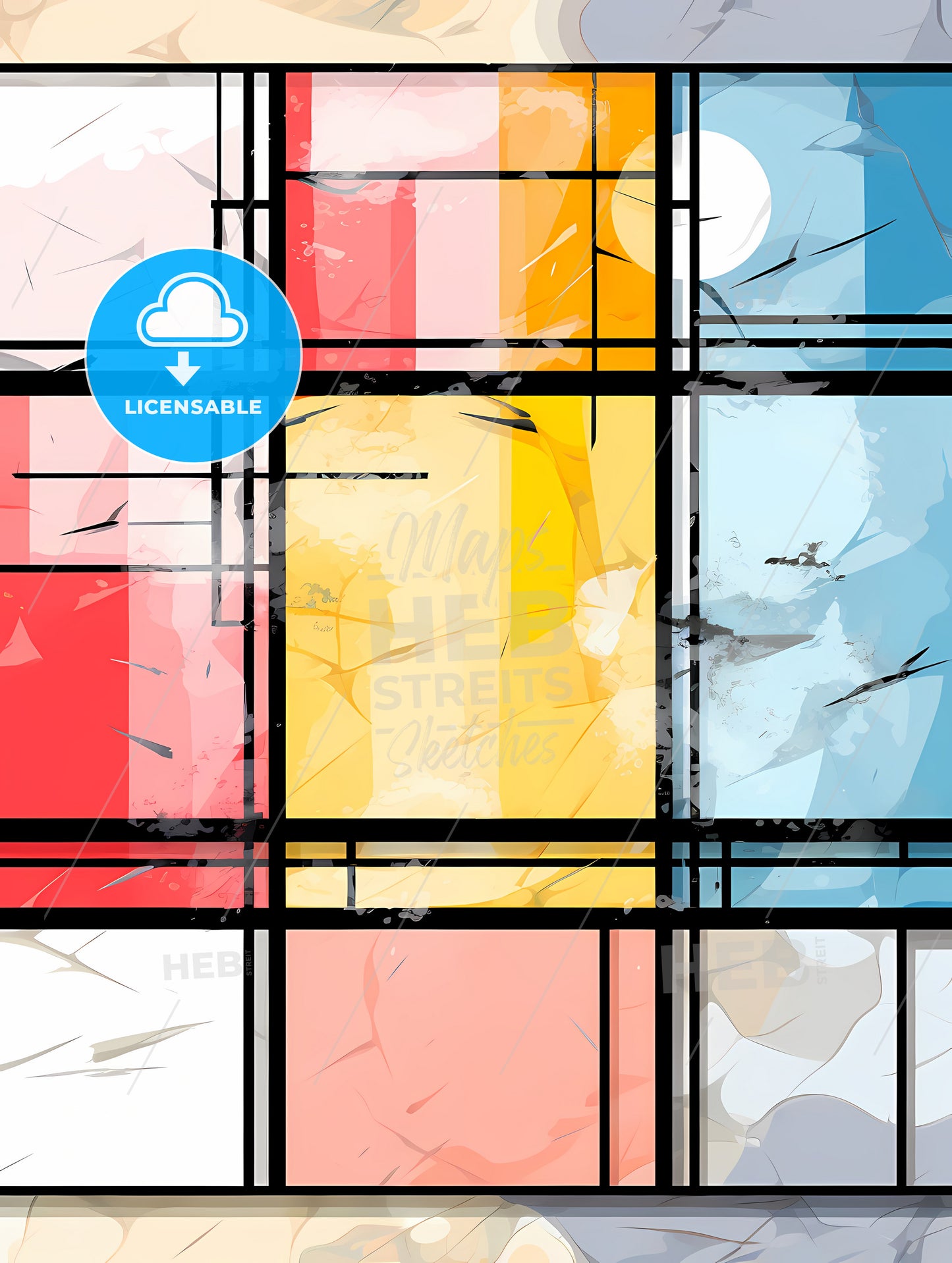 Colorful Squares With Black Lines