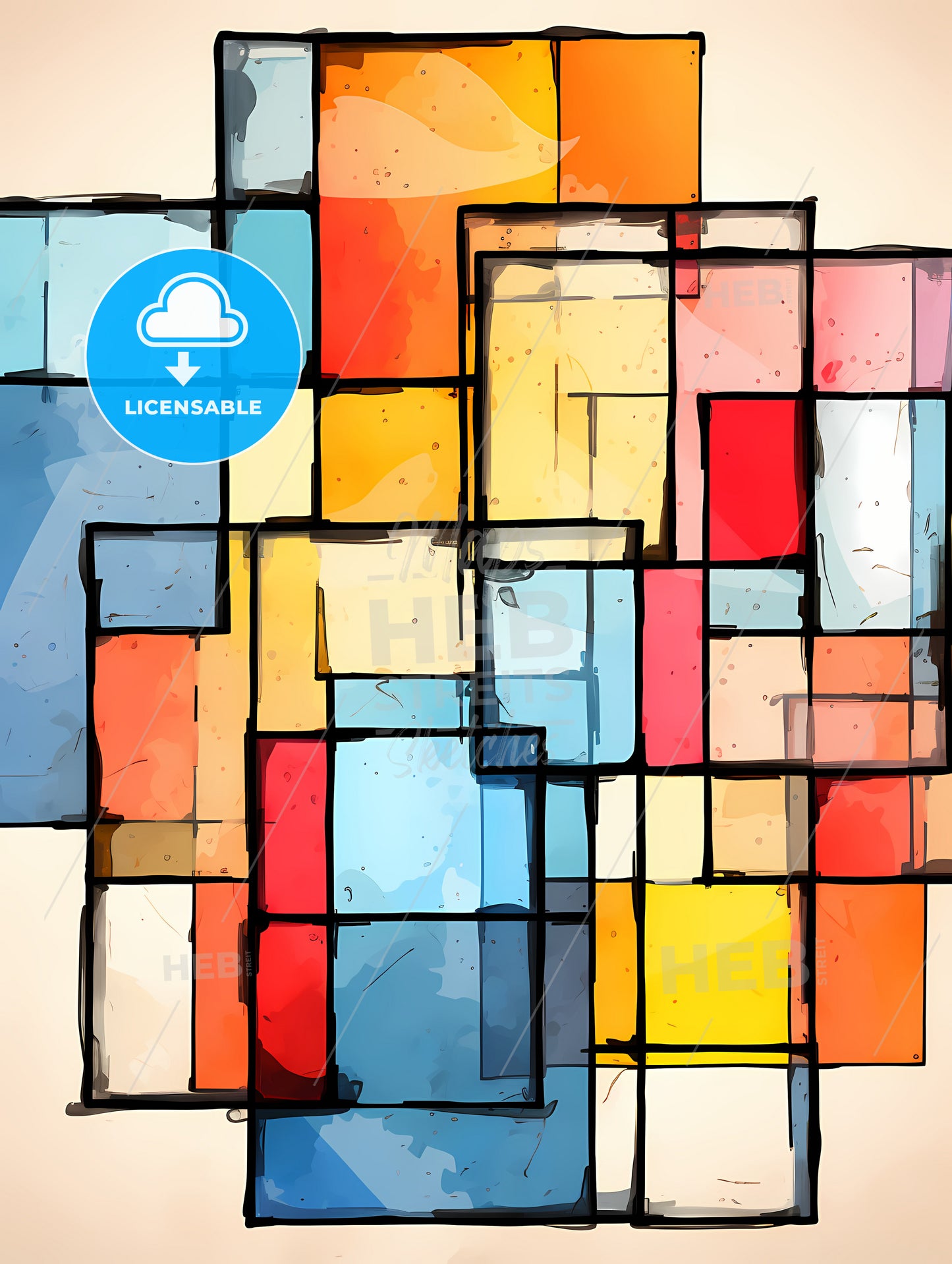 Colorful Squares With Black Lines