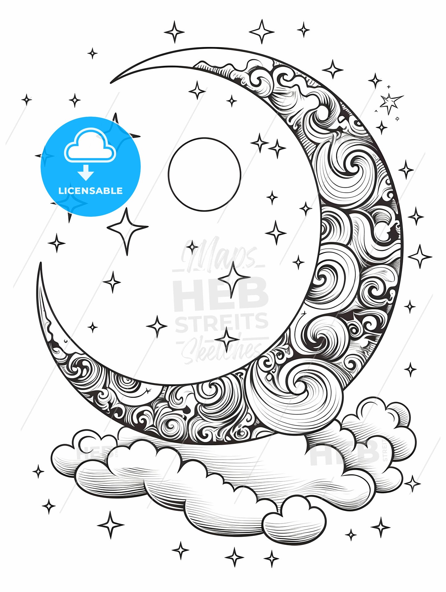 Moon And Stars In The Sky