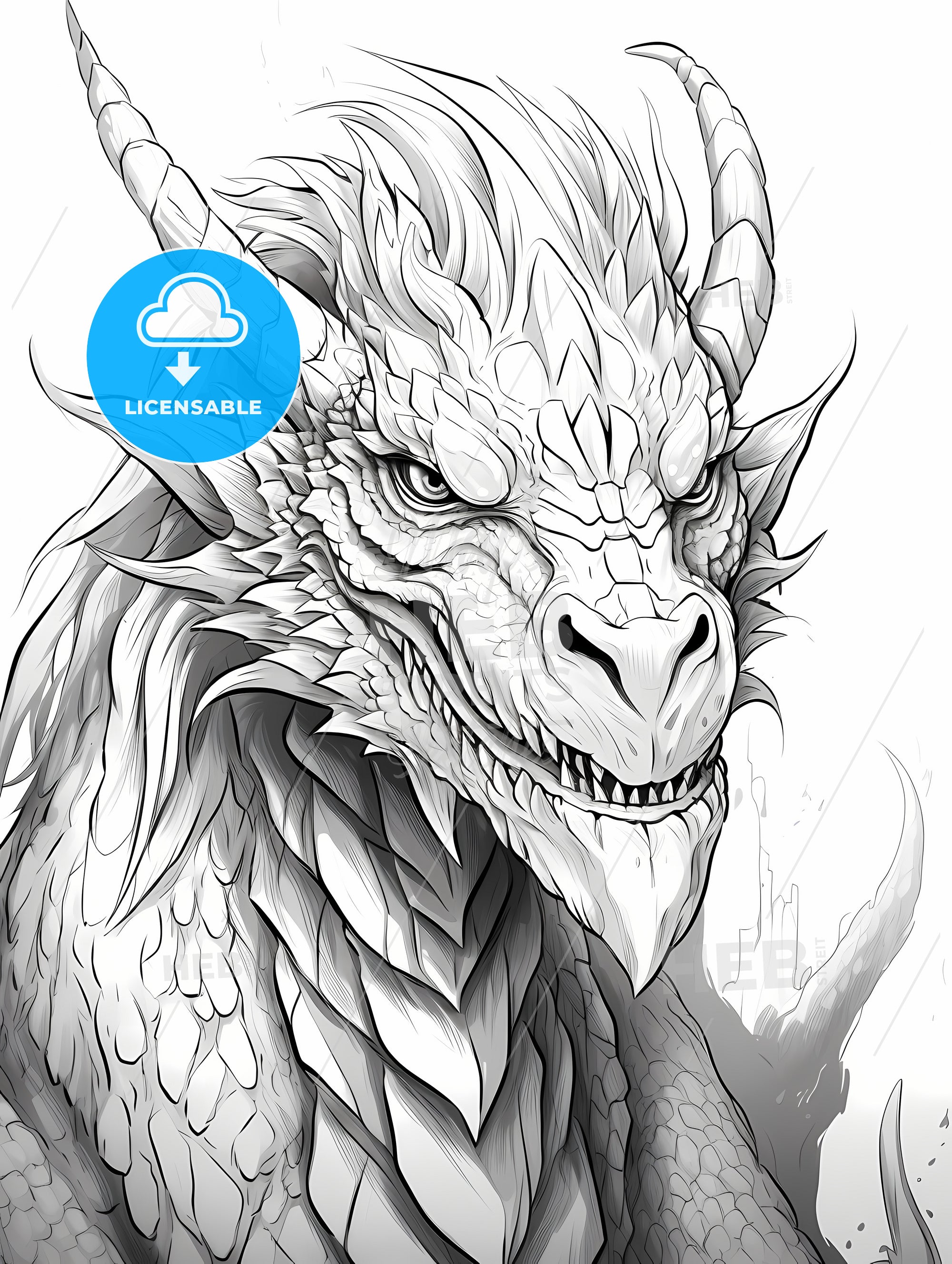 realistic dragon head drawing