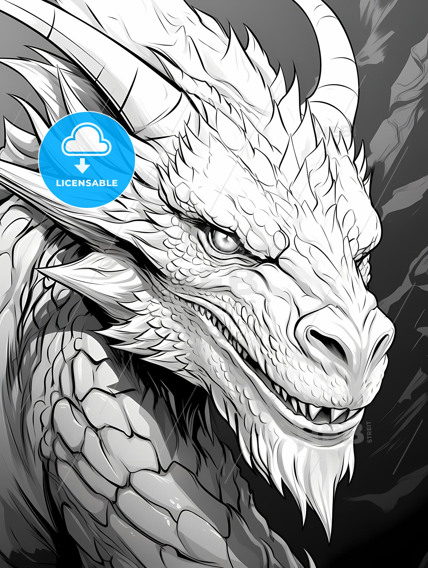 White Dragon With Sharp Teeth