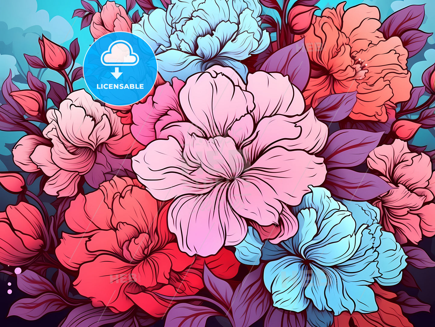 Colorful Flowers With Leaves