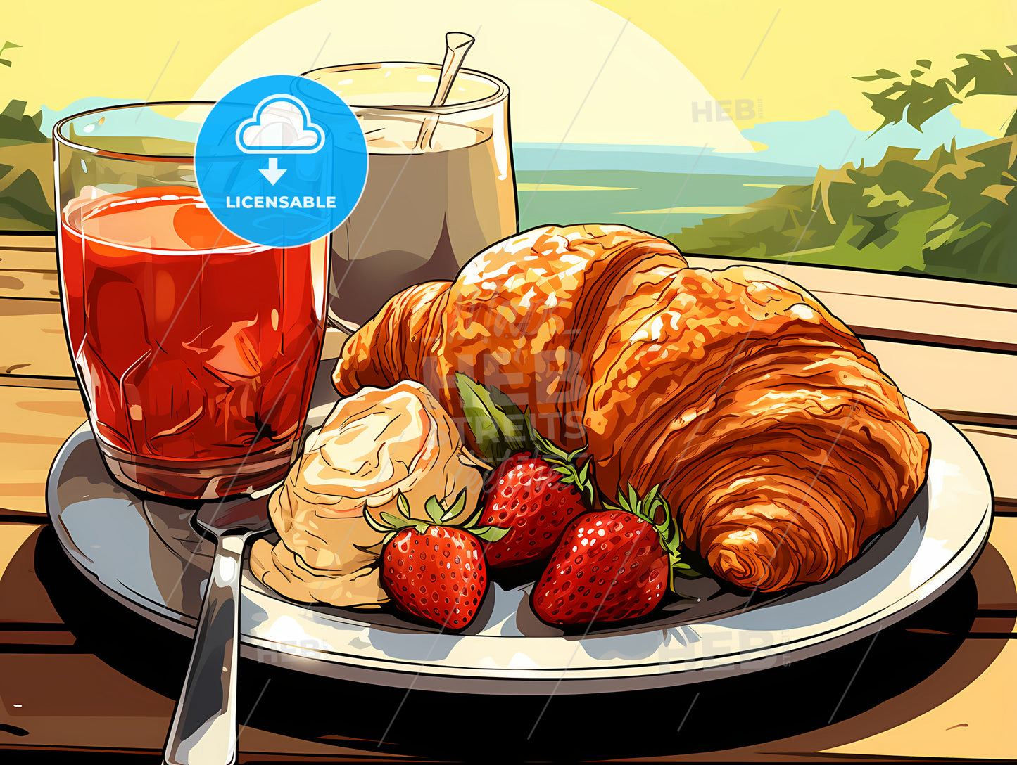 Plate Of Food And Drinks