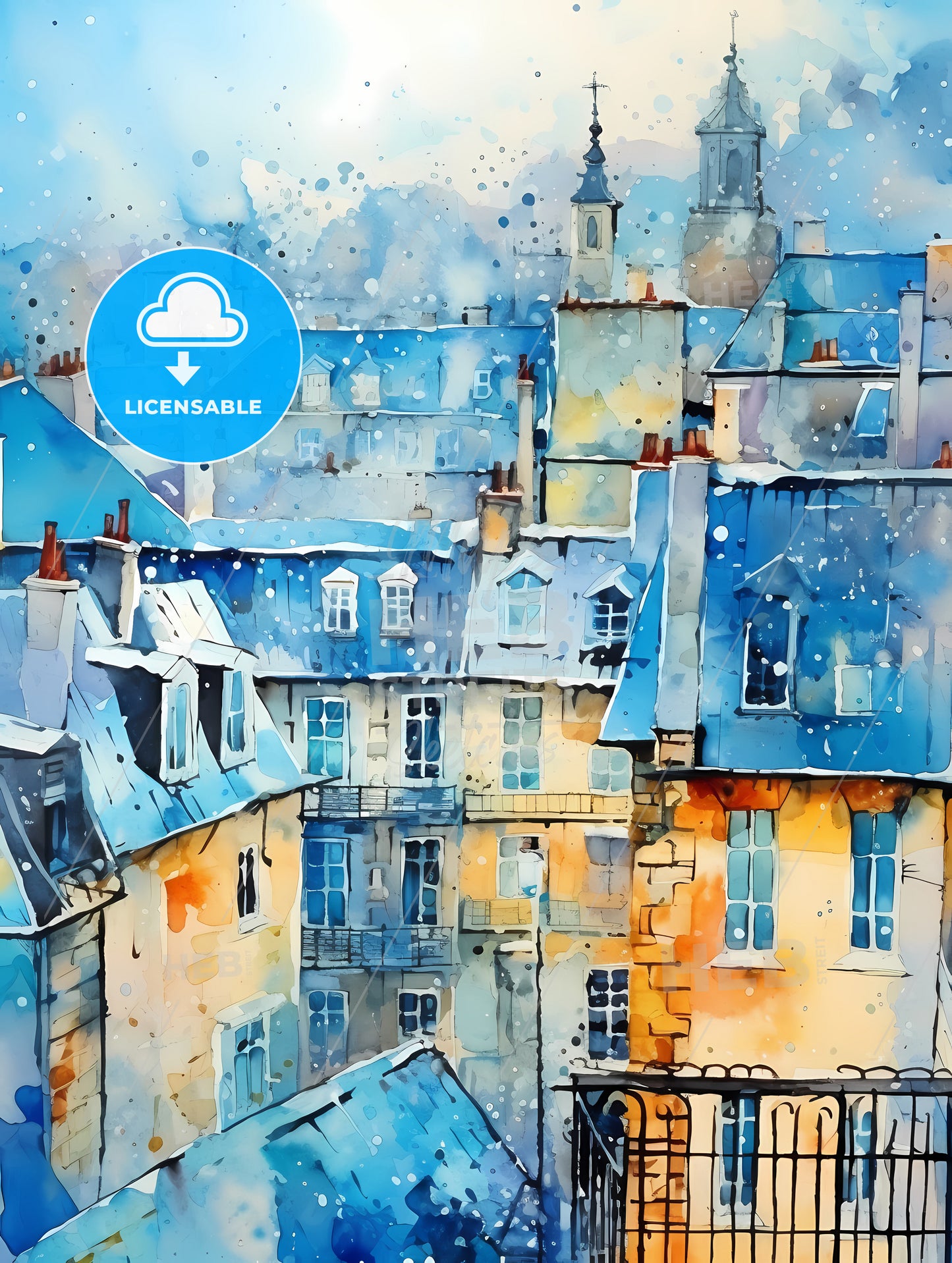 Watercolor Of A City