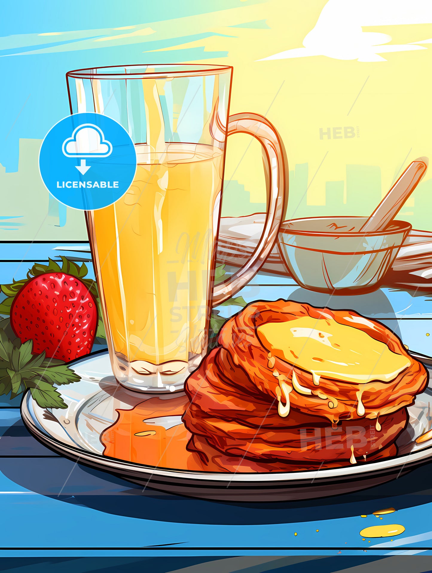 Plate Of Food And A Glass Of Juice