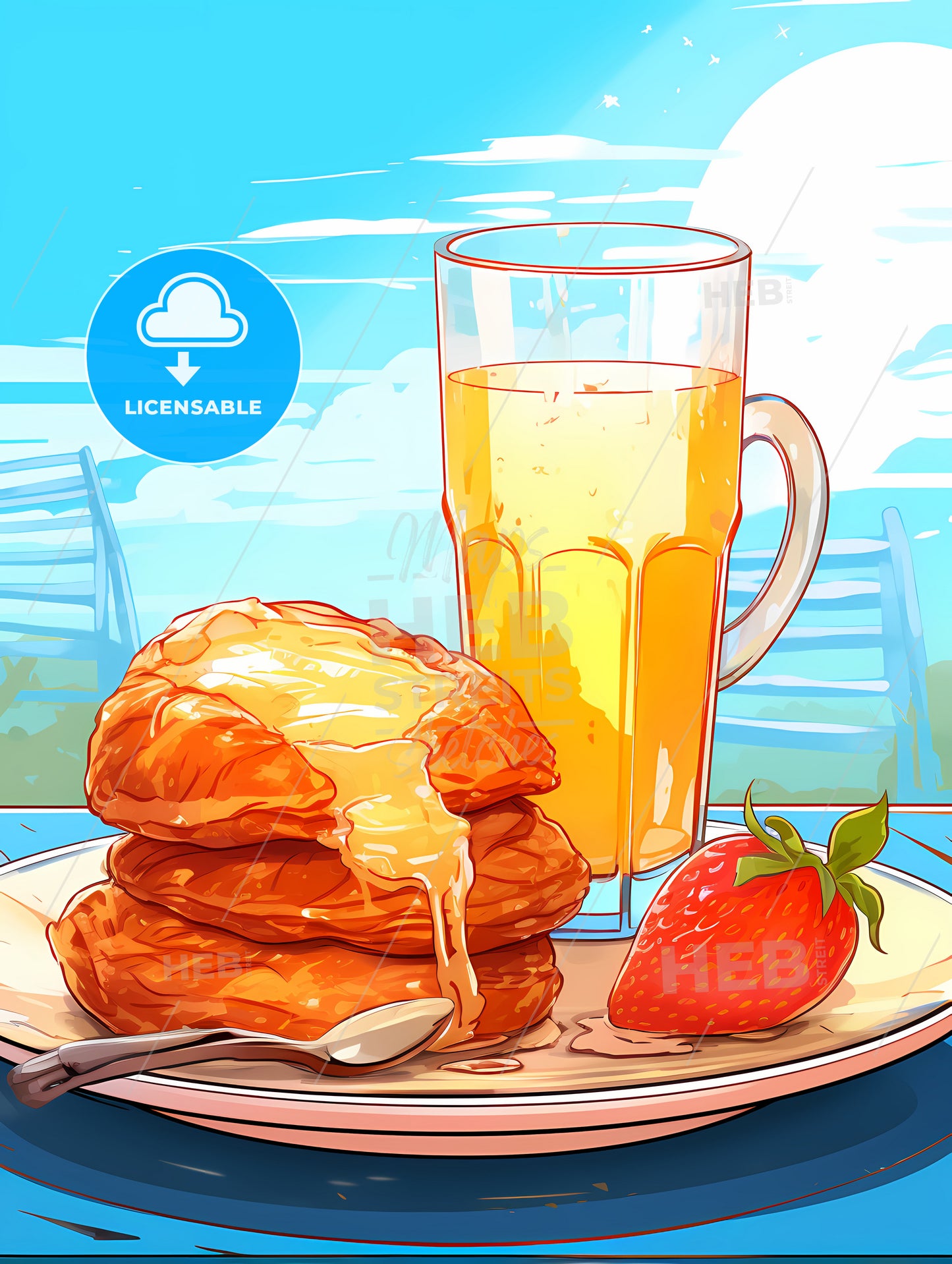 Plate Of Food And A Glass Of Juice