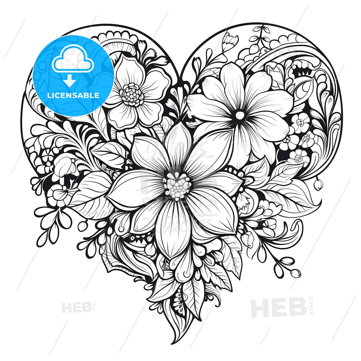 Heart With Flowers And Leaves