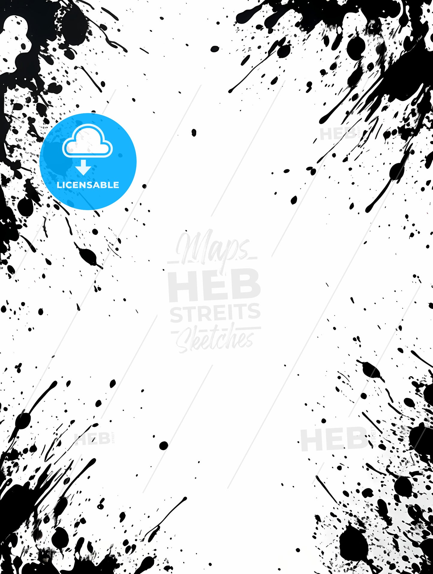 Black Paint Splatters On A White Background