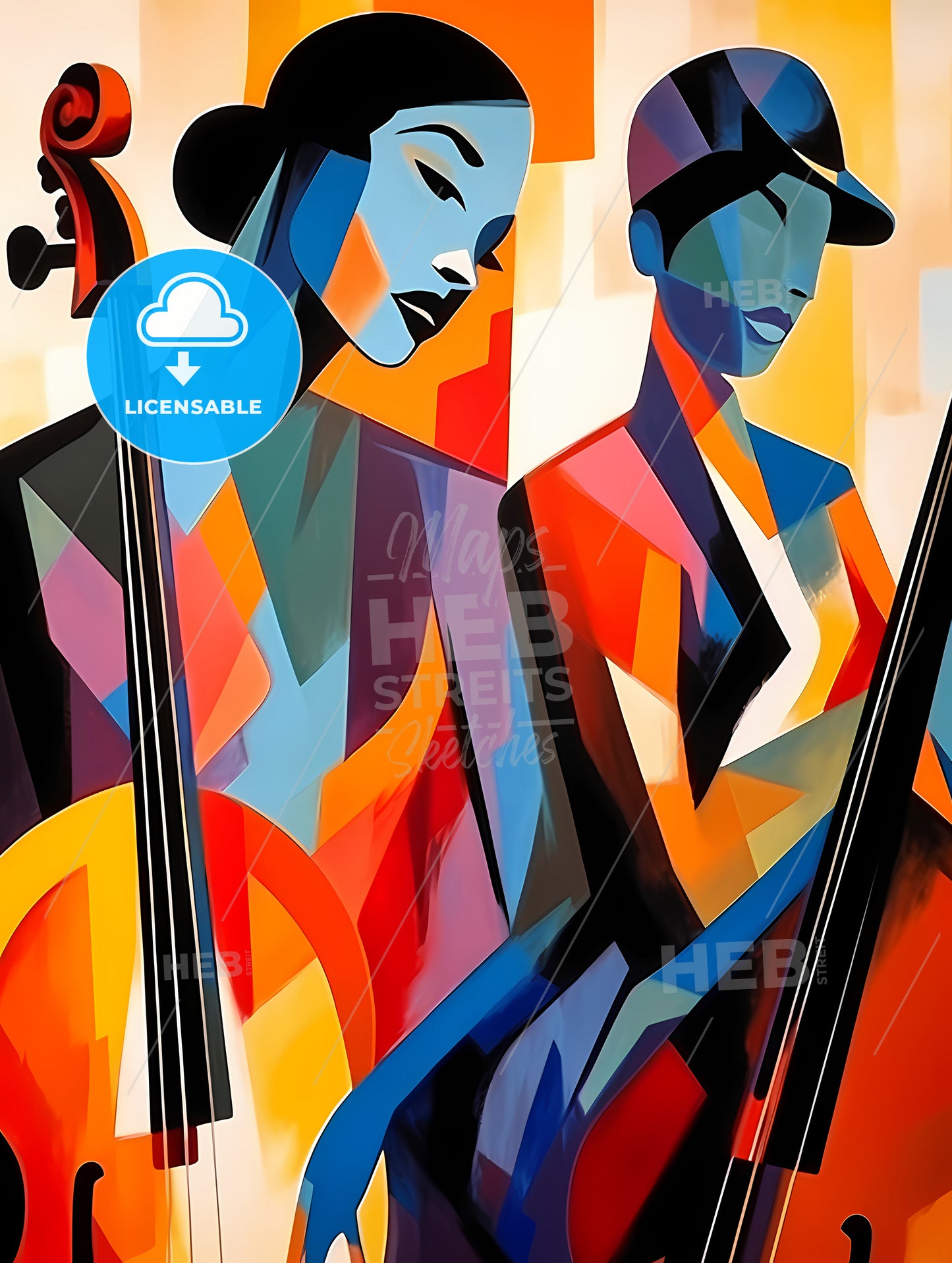 Painting Of A Couple Of Women Playing A Violin