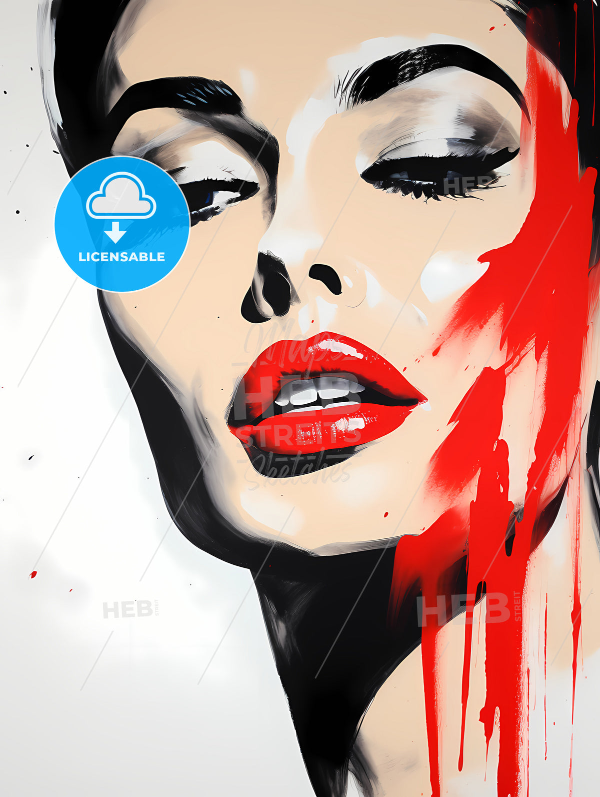 Painting Of A Woman With Red Lipstick