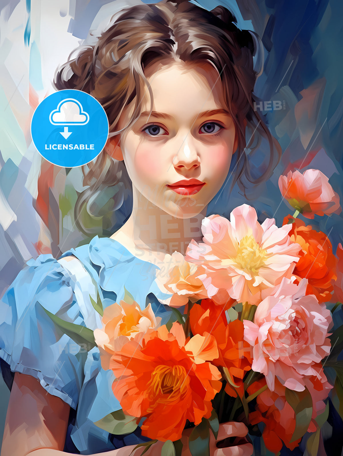 Girl Holding Flowers