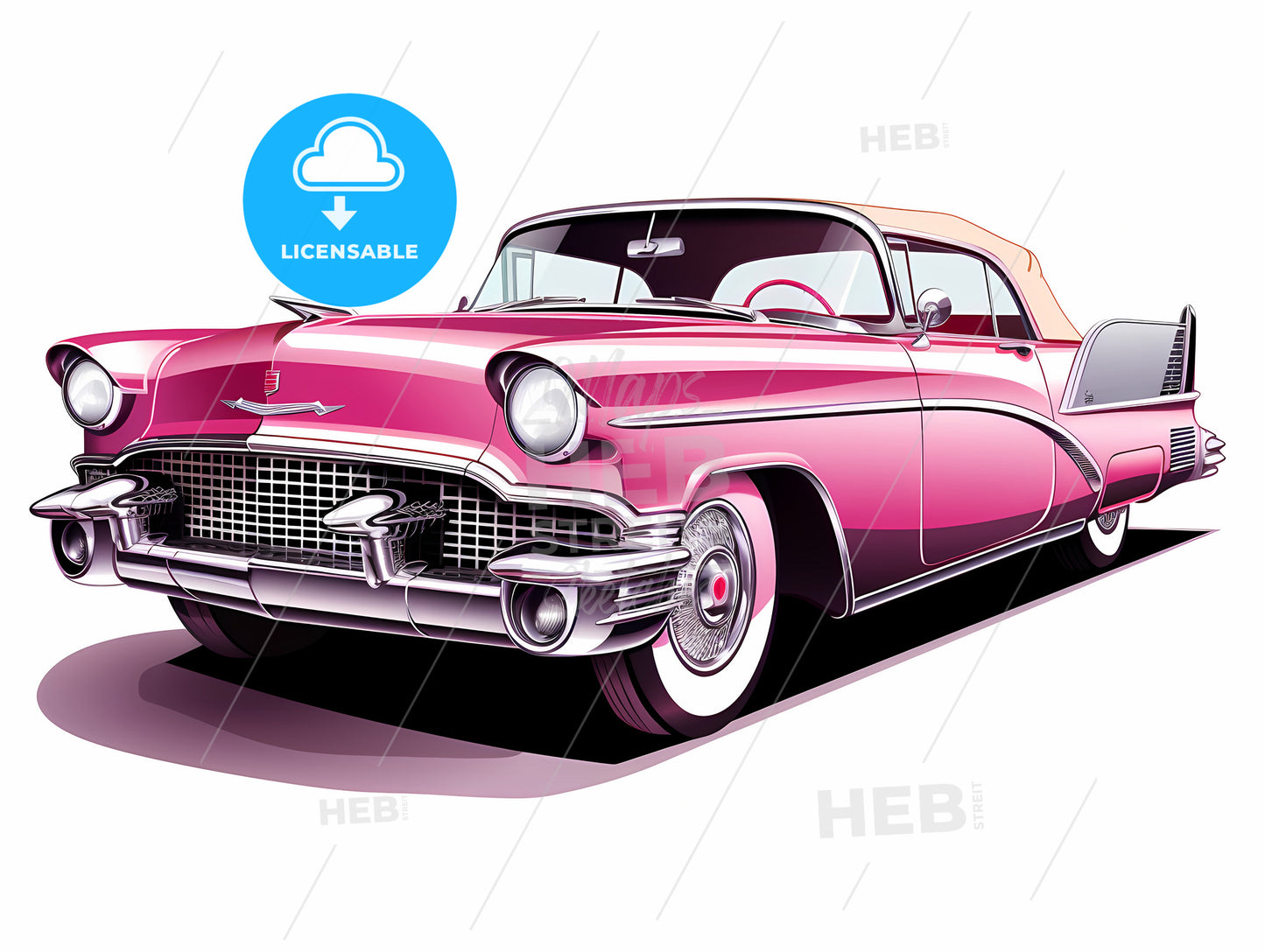 Pink Car With A White Wall