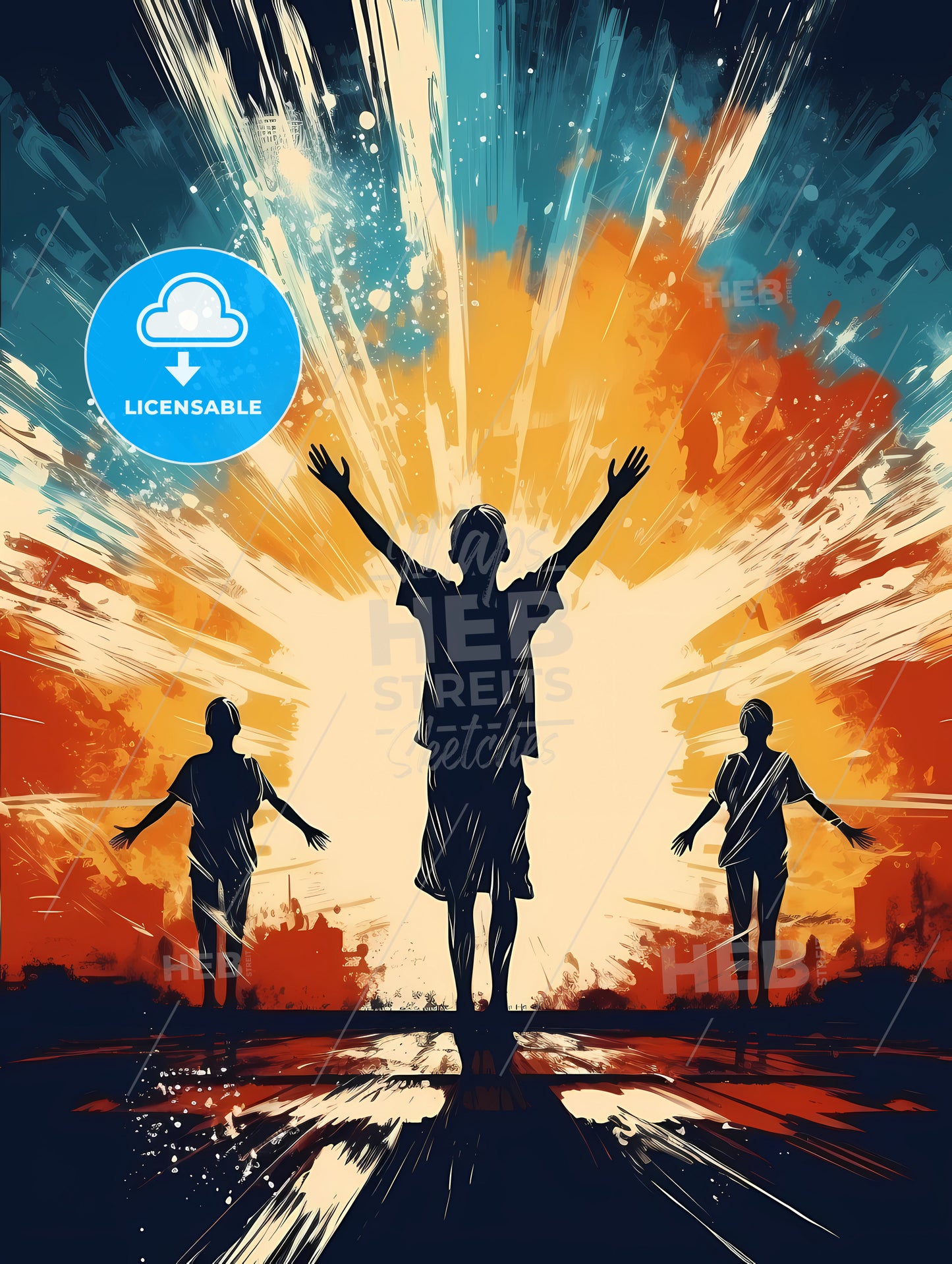 Group Of People With Their Arms Raised