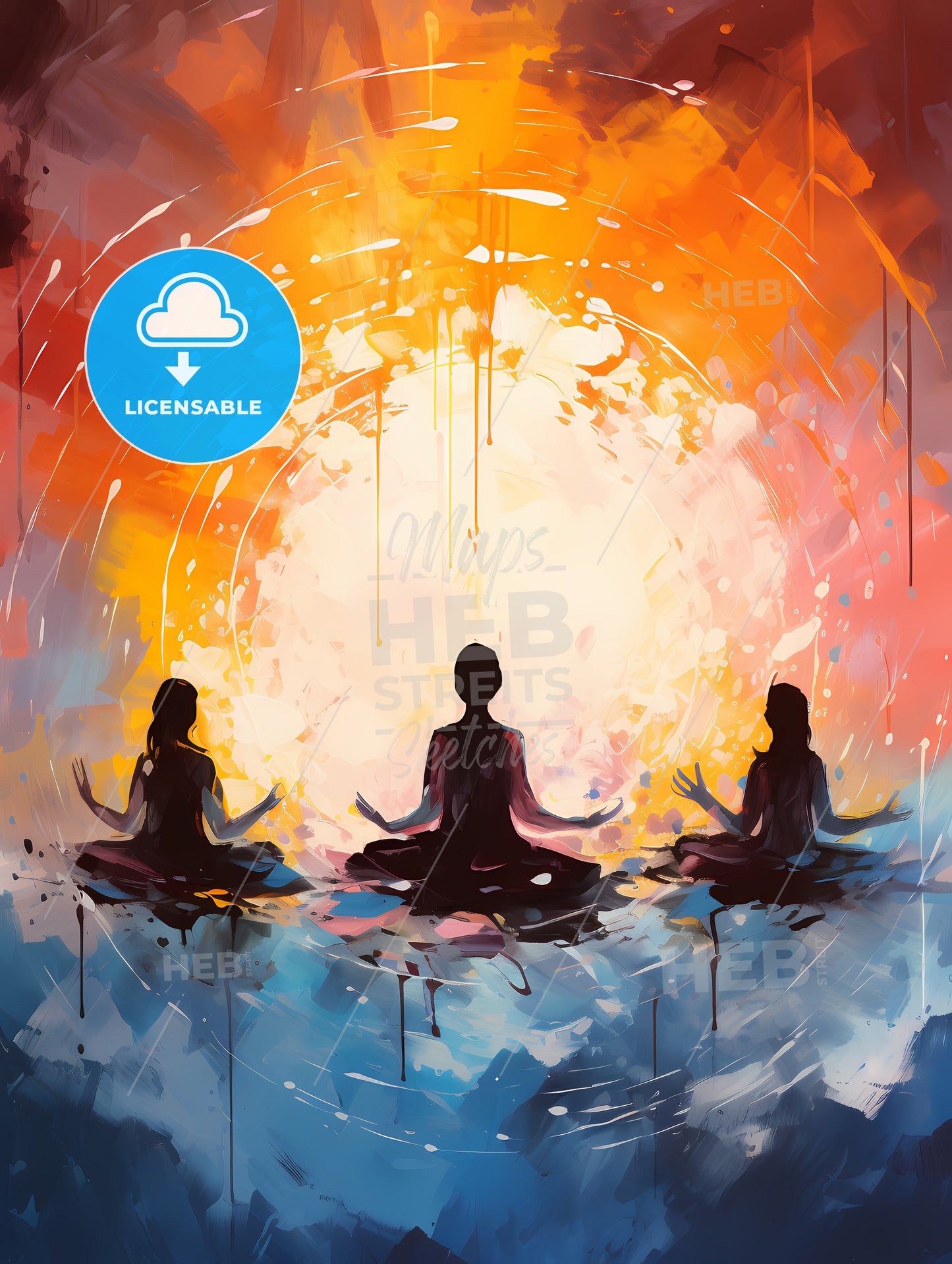 Group Of People Sitting In Lotus Position