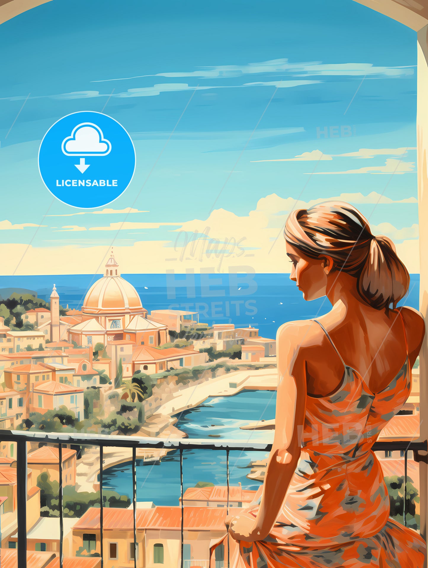 Woman Looking At A City