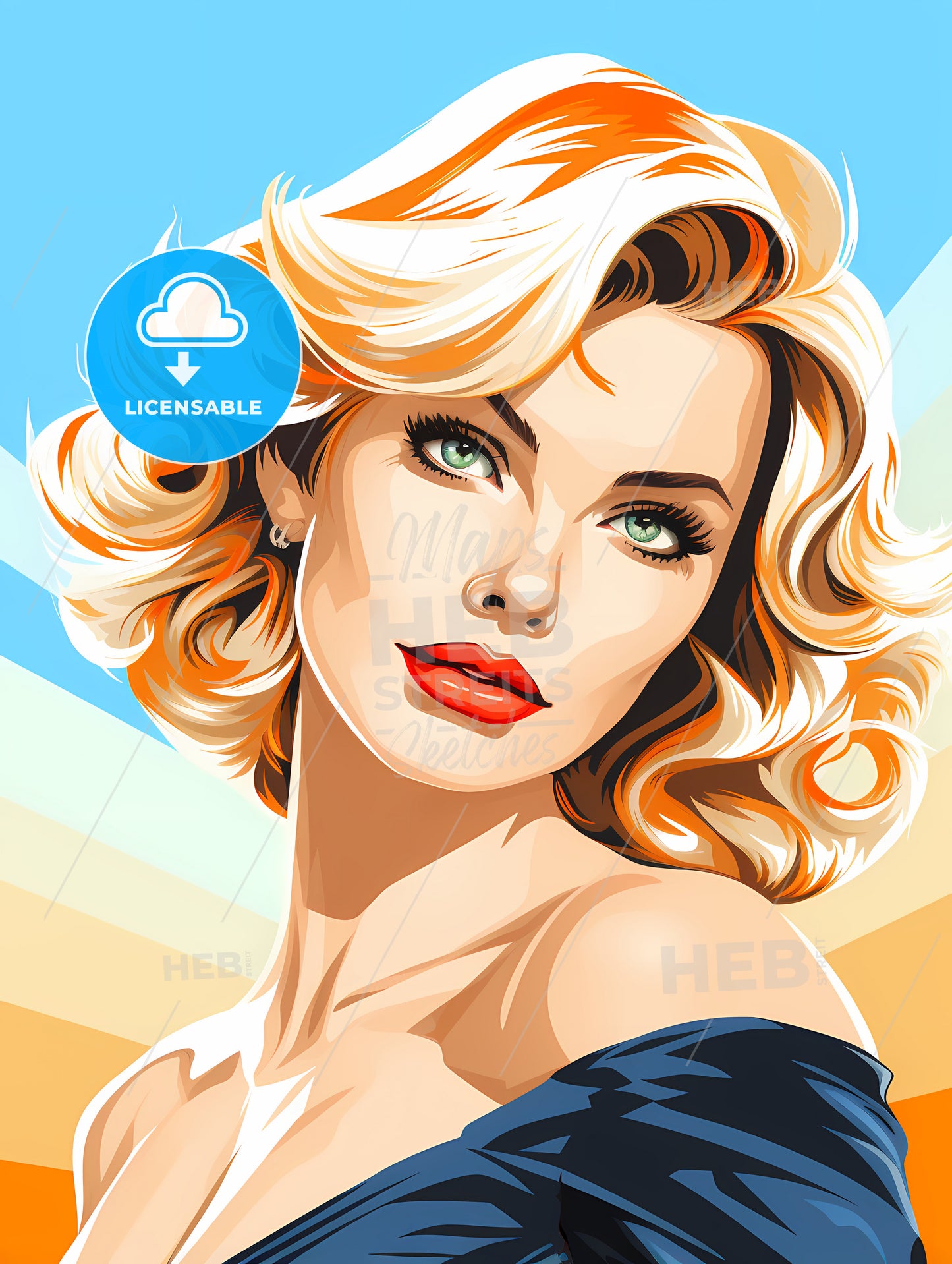 Woman With Blonde Hair And Red Lipstick