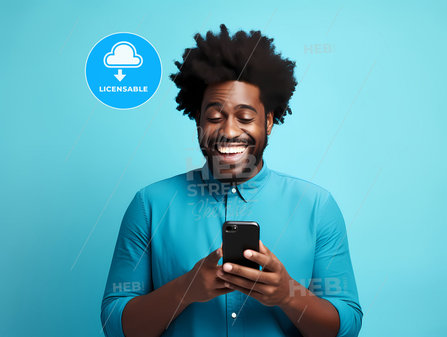 Man Smiling At A Cellphone