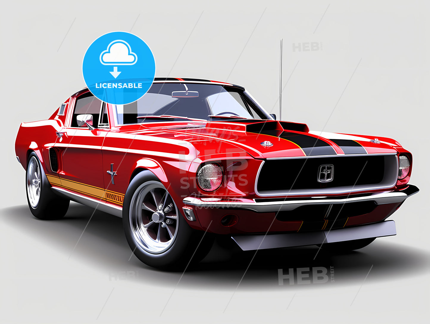 Red Car With Black Stripes