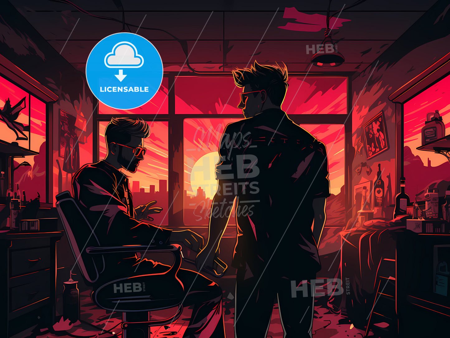 Man In A Chair Talking To Another Man In A Room With A Window