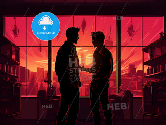 Couple Of Men Standing In Front Of A Window